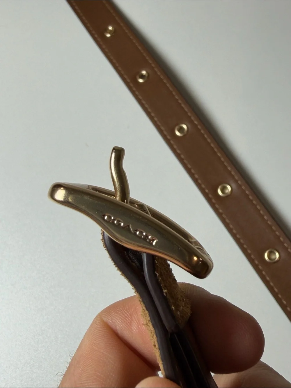 Coach Brown 29” Genuine Leather Belt with Gold-Tone Buckle